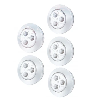 5 Pak LED Baterijos Belaidžio Naktį Bakstelėkite Paspauskite Lempos Klijuoti Ant Stumti Safe dega Prieškambario, Virtuvės, Miegamojo, Vonios kambario Spintos 1