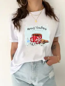 Akvarelė Puikus Grafinis Marškinėliai Spausdinti Moterų Šventė T-shirt Viršų Mados Drabužių Naujųjų Metų Kalėdų Moterų trumpomis Rankovėmis Tee 1