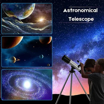 Aukštos Raiškos Astronominis Teleskopas Su Trikoju Vaikams Pamatyti, Mėnulis Ir Žvaigždės 1