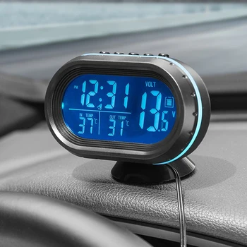 Automobilių 3-in-1 Voltmeter Termometras Elektroninis Laikrodis Automobilio Įtampos Tikrintuvas Skaitmeninis Ekranas 1