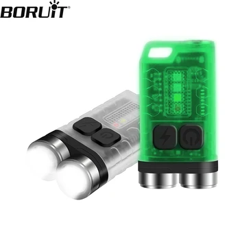 BORUiT V3 LED Keychain Nešiojamas Žibintuvėlis Darbą Šviesos Tipas-C Įkrovimo Mini Žibintuvėlis su Magnetu UV Kempingas Kišenėje Žibintų 1