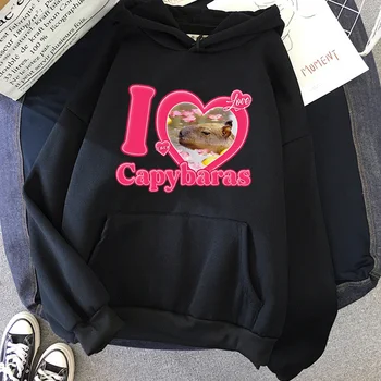 Capybara hoodies vyrų manga grunge spausdinti y2k estetinės vyrų megztinis grunge