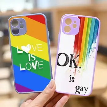 Gėjų, Lesbiečių LGBT Vaivorykštė Telefono dėklas Skirtas IPhone 12 11 13 14 Pro Max XR XS Max X SE2020 7 8 PlusHard atsparus smūgiams Violetinė Byla 1