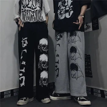 Hip-Hop Pločio Kojų Kelnės Moterims, Vyrams, Atsitiktinis Streetwear Elastinga Juosmens Jogger Kelnes Harajuku Anime Personažai Mados Modelis 1