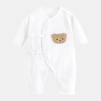 Ilgomis Rankovėmis Bear Kūdikiui Jumpsuits 2023 naujų 52 59 66 cm, Kvėpuojantis vientisas Pižama Minkštas Kūdikio Onesies Berniukų, Mergaičių 1