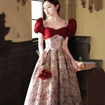 Kinų Stiliaus Moteris Qipao Bordo Vakare Šalis Suknelė Kinijos Braidal Vestuvinė Suknelė, Siuvinėta Slyvų Žiedų Oficialų Šalis Suknelė 1