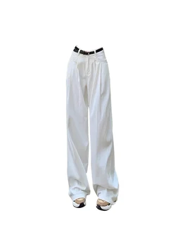 Moterų Derliaus Balti Džinsai Baggy Aukšto Juosmens Džinsinio audinio Kelnės 2000-ųjų Mados korėjos Y2k Streetwear Negabaritinių Pločio Kojų Kelnės Drabužiai 1
