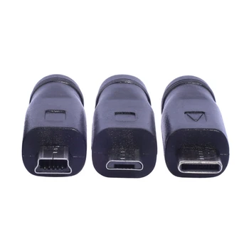 Moterų ir Vyrų Konverteris Adapteris DC5521 į Mini USB/Micro-USB/Tipas-C Jungtis 1