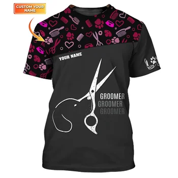 Naujausias Vasaros Viliojimo Vienodas Užsakymą vyriški T-shirt Pet Groomer Asmeninį Pavadinimas 3D Atspausdintas marškinėliai Unisex Atsitiktinis Viršūnes DW173
