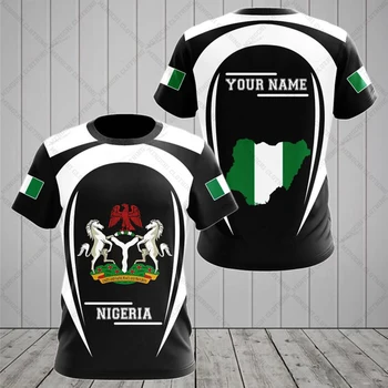 Nigerija Emblema Pritaikyti Unisex marškinėliai Vasarą Laisvi Negabaritinių Tamsiai Žalia Tees Atsitiktinis trumpomis Rankovėmis Viršūnes Derliaus Dienos Streetwear