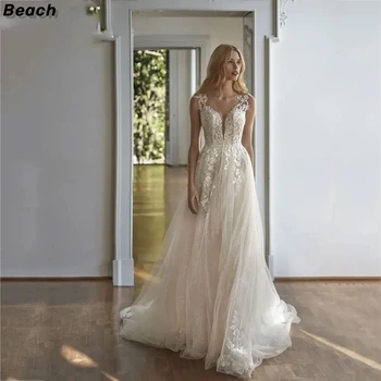 Paplūdimys Elegantiškas Vestuvių Suknelė 2024 Brangioji Backless Nėrinių Nuotakos Suknelė Linijos Traukinio Vestuvių Suknelės Vestido Novia 2024 1