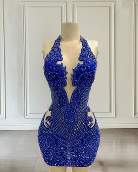 Seksualus Royal Blue Gimtadienio Suknelė Moterims Prabanga 2023 Duobute Undinė Šalis, Chalatai Vien Kaklo Vestidos De Graduación Prom Dresses 1