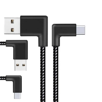 USB 2,0 zu Typ-C-Kabel 90 Grad Stecker USB 3,1 Typ-C Schnelle Lade Datenkabel für alle Typ C Gerät Nailono Geflochtene Kabel 1