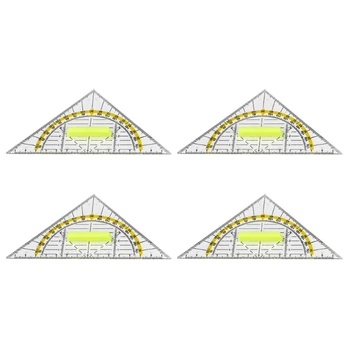 Universalus Matavimo Trikampis Plastikinė Liniuotė Skaidri Rrotractor Grūdintas Office Matematikos Mokyklos Rinkinį Matlankis Valdovas 1