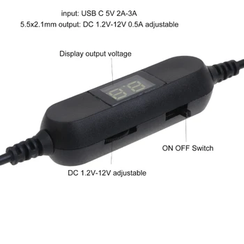 Universalus USB C iki 5.5x2.1mm 3V 4.5 V 6 V 9V Maitinimo Kabelis