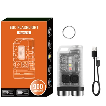 BORUiT V3 LED Keychain Nešiojamas Žibintuvėlis Darbą Šviesos Tipas-C Įkrovimo Mini Žibintuvėlis su Magnetu UV Kempingas Kišenėje Žibintų 2