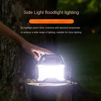 Brigth Saulės LED+COB Žibintuvėlis Nešiojamų Kempingas Fakelas USB Įkraunamas Prožektorius, Lauko Vandeniui Galia Banko Darbo Lemputė 2