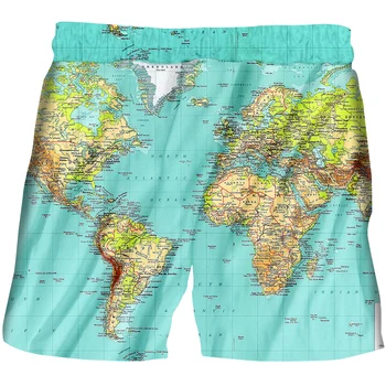 CJLM Naujausias Harajuku Moterų/ Vyrų 3D Atspausdintas Žemėlapis Valdybos Šortai Unisex Trumpas Pants Plus Size Paplūdimio Šortai Prarasti Custom Modelis 2