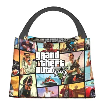 GTA 5 Vaizdo Žaidimas Izoliuoti Pietūs Krepšiai Moterų Vandeniui Grand Theft Auto Aušintuvas Šilumos Pietūs Tote Darbo Iškylą 2