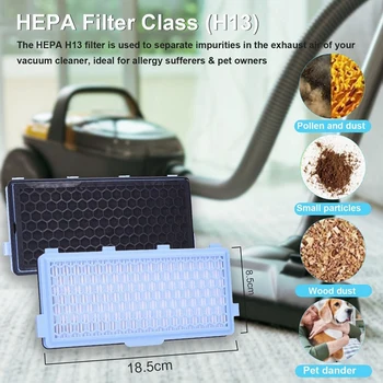 HEPA Filtrai Plastikiniai Miele Dulkių siurblys S8340, Kompaktiškas C1/C2, Pilnas C2/C3, 3 SF-50 HA,kišenėlės 2
