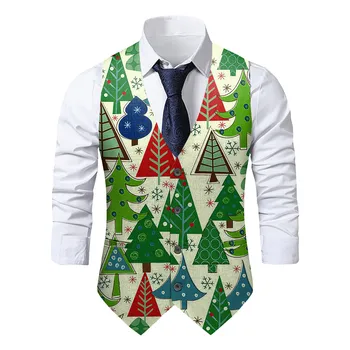 Kalėdų Skrybėlę Spausdinti Mens Kostiumas, Marškiniai 2023 Linksmų Kalėdų Liemenė Vyrų Kalėdos Šalis Prom Kostiumų Liemenės Cosplay Vyrų Drabužiai 2