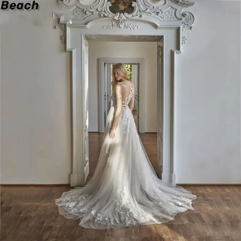 Paplūdimys Elegantiškas Vestuvių Suknelė 2024 Brangioji Backless Nėrinių Nuotakos Suknelė Linijos Traukinio Vestuvių Suknelės Vestido Novia 2024 2
