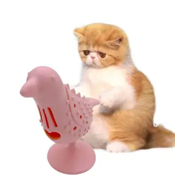Silikoninis Kačių Žaislų Kelią Dantų Akmenis, Kačių Žaislas Paukščiui Formos Katę Kramtyti Žaislas siurbtukas Dizaino Silikono Sukandžiota Katėms 2
