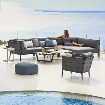Sofa modelis kambarys, balkonas, kiemas, kanapių virvė austi rotango kėdės villa beach lauko baldai 2
