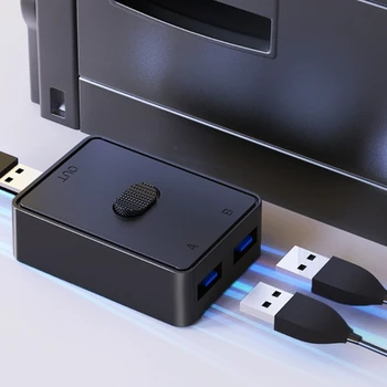 USB3.0 Jungikliai Bi-Directional USB Switch2 in 1 Out / 1 2 Iš USB Perjungiklis 2 Kompiuteriai Dalis Klaviatūros, Pelės Jungikliai 2