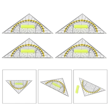Universalus Matavimo Trikampis Plastikinė Liniuotė Skaidri Rrotractor Grūdintas Office Matematikos Mokyklos Rinkinį Matlankis Valdovas 2