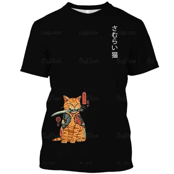 Vyrų Mados Veikia T-shirt Katė Anime ir Animacinių filmų Modelio Greitai džiūsta Tee Viršūnes Elastinga Plius Dydis, T-marškinėliai Vyrams, Moterims, 6XL Vasaros 2