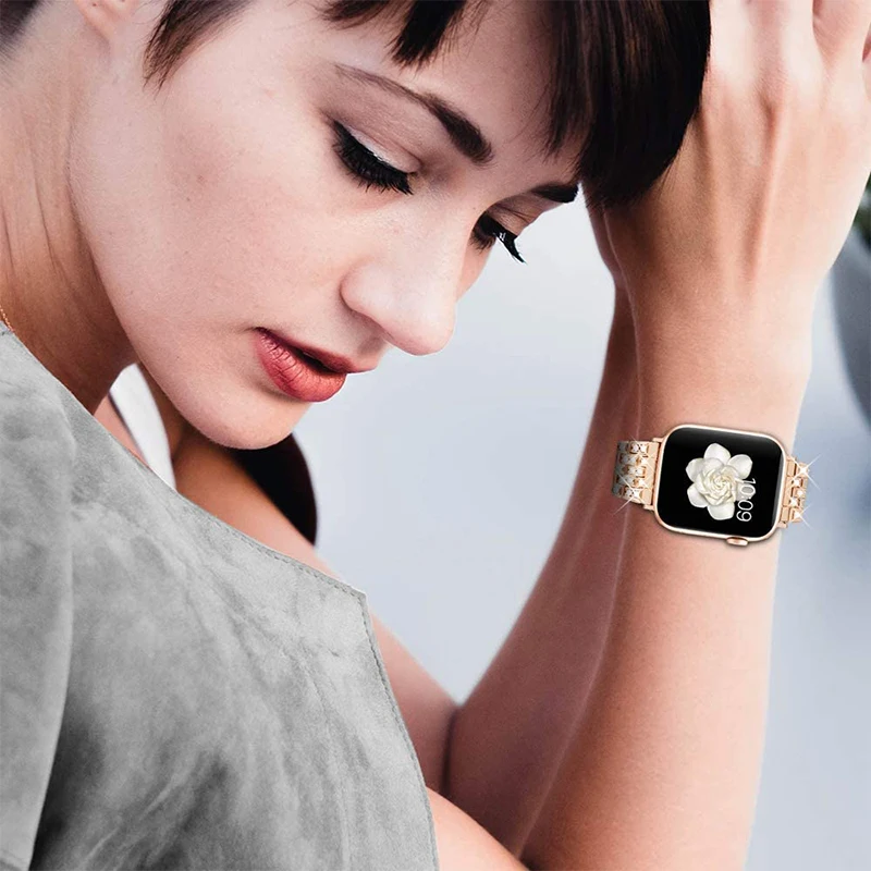 Deimantų Apyrankę, Apple Watch Band 41mm 40mm moterų mados Nerūdijančio Plieno Dirželis iWatch Ultra 2 49mm 9 8 7 6 SE 5 4 45mm 44mm Nuotrauka 5
