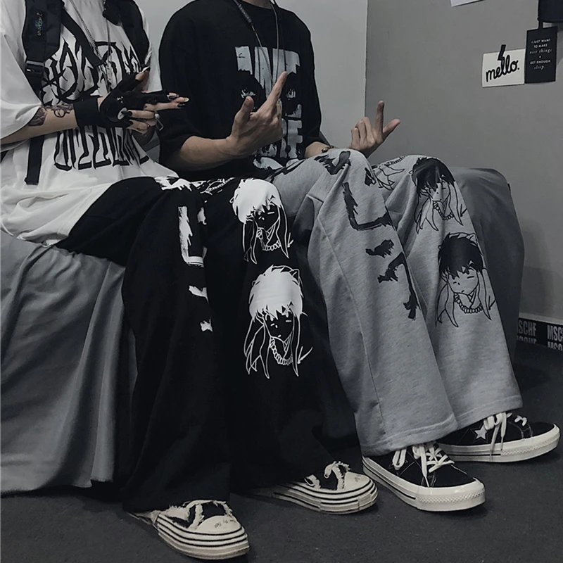 Hip-Hop Pločio Kojų Kelnės Moterims, Vyrams, Atsitiktinis Streetwear Elastinga Juosmens Jogger Kelnes Harajuku Anime Personažai Mados Modelis Nuotrauka 1