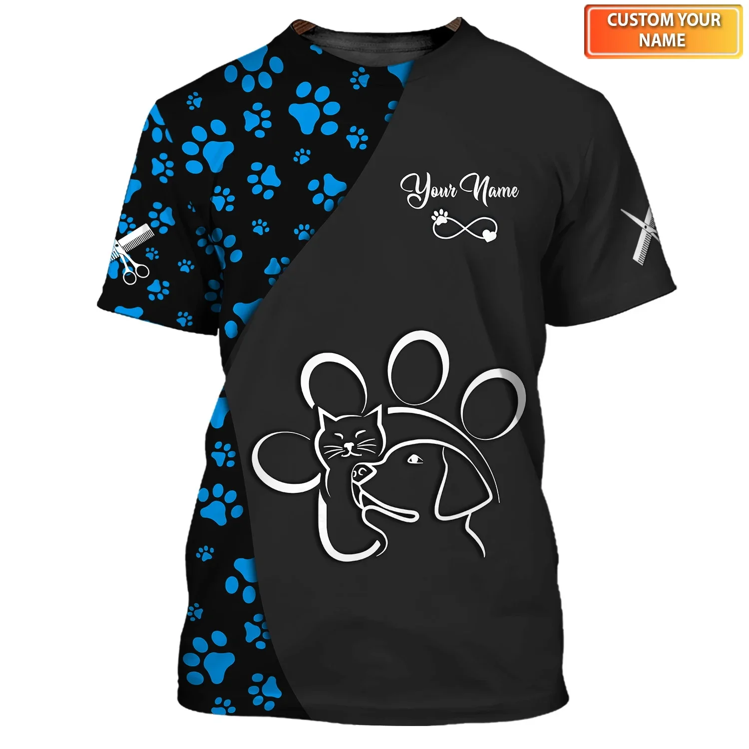 Naujausias Vasaros Viliojimo Vienodas Užsakymą vyriški T-shirt Pet Groomer Asmeninį Pavadinimas 3D Atspausdintas marškinėliai Unisex Atsitiktinis Viršūnes DW173 Nuotrauka 4