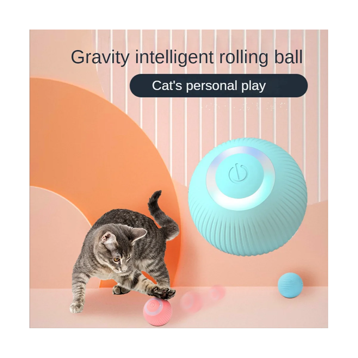 Smart Katės Žaislą, Automatinė Valcavimo Kamuolys Elektros Katės Žaislą, Interaktyvios Mokymo savaeigės Katės Žaislas USB jungtį,Mėlyna Nuotrauka 3