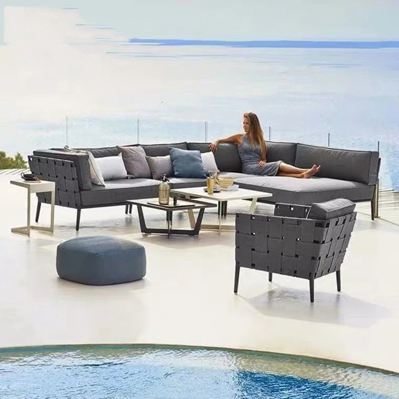Sofa modelis kambarys, balkonas, kiemas, kanapių virvė austi rotango kėdės villa beach lauko baldai Nuotrauka 1