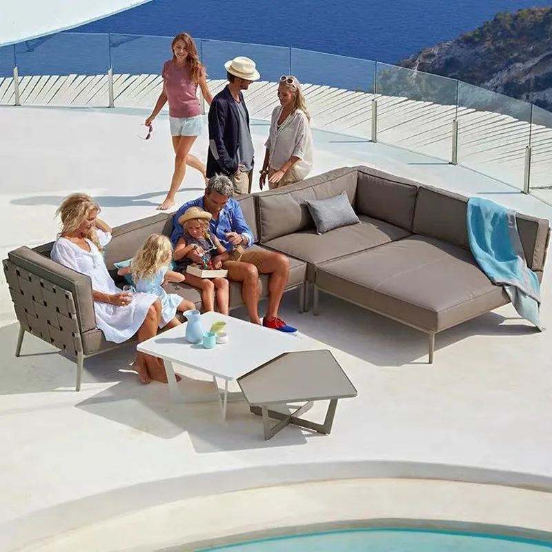 Sofa modelis kambarys, balkonas, kiemas, kanapių virvė austi rotango kėdės villa beach lauko baldai Nuotrauka 2