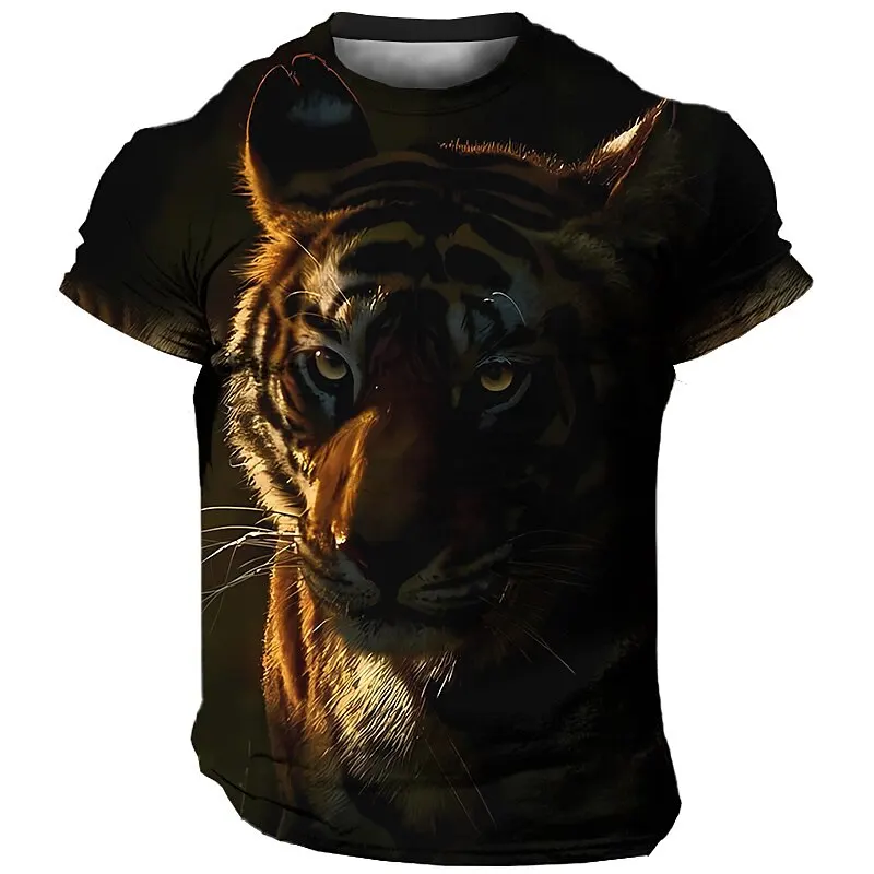 Tigras VYRIŠKI T-Shirt Mados 3d Prarasti Trumpas Rankovės Atostogų Atsitiktinis Patogiai Vyrų Viršūnės Vasarą Kasdien Streetwear Vyras Gyvūnų Tees Nuotrauka 3