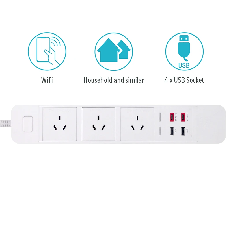WiFi Smart Power Strip USB ES Kištukinis Surge Protector, AS UK Realizavimo ilgintuvas C Tipo Mokestį už Alexa 